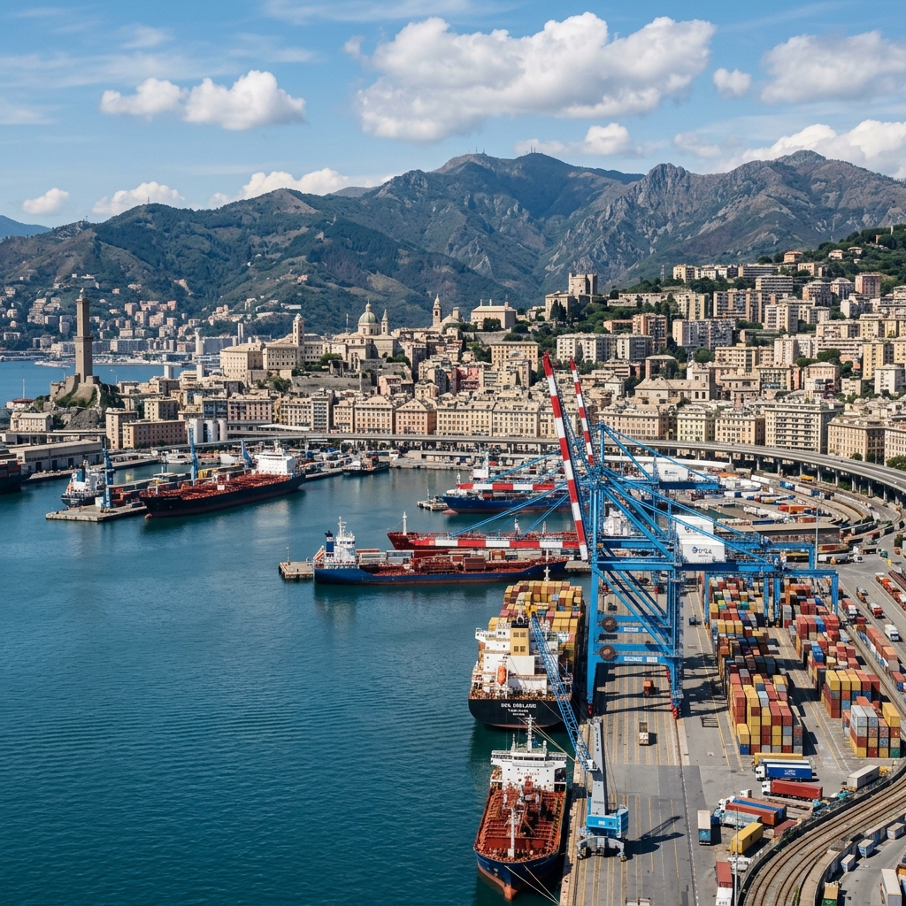 Industrial and port skyline of Genova
